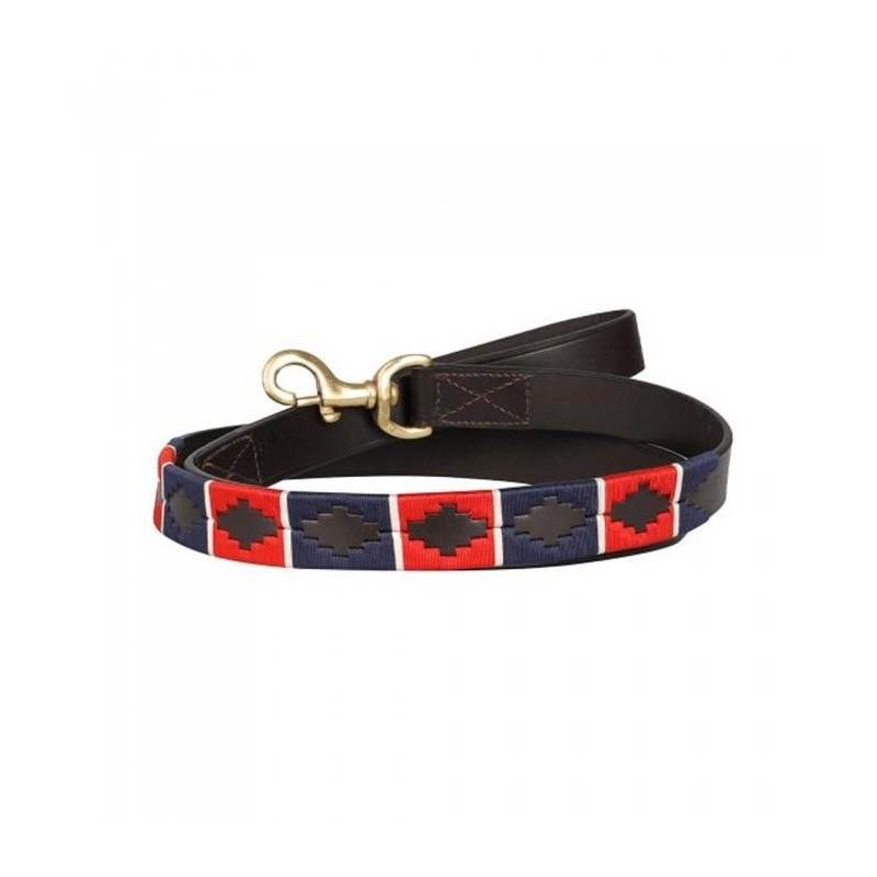 Benji & Flo Sublime Polo Hundeleine aus Leder 115cm x dunkelblau/rot