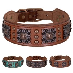 Strapazierfähiges Hundehalsband aus echtem Leder, hochwertige Hundehalsbänder aus Leder, Halskette mit Metallspikes, stark fü