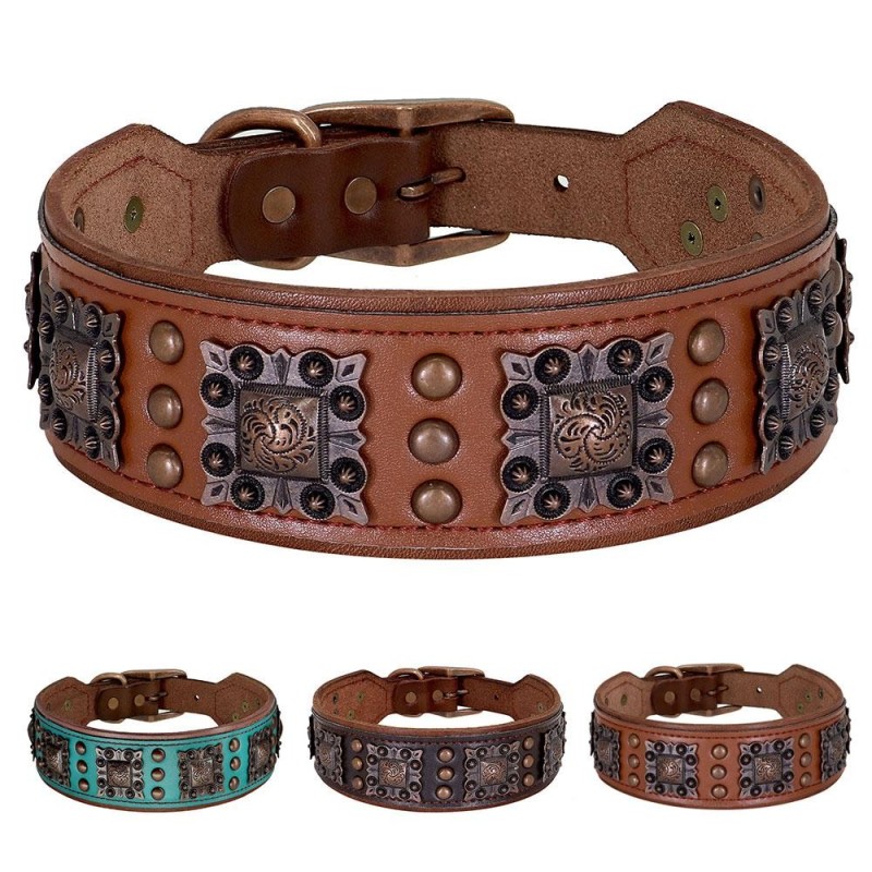 Strapazierfähiges Hundehalsband aus echtem Leder, hochwertige Hundehalsbänder aus Leder, Halskette mit Metallspikes, stark fü