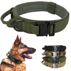Service-Hundehalsbänder, taktisches Hundehalsband zum Training für mittelgroße und große Hunde, verstellbar M schwarz