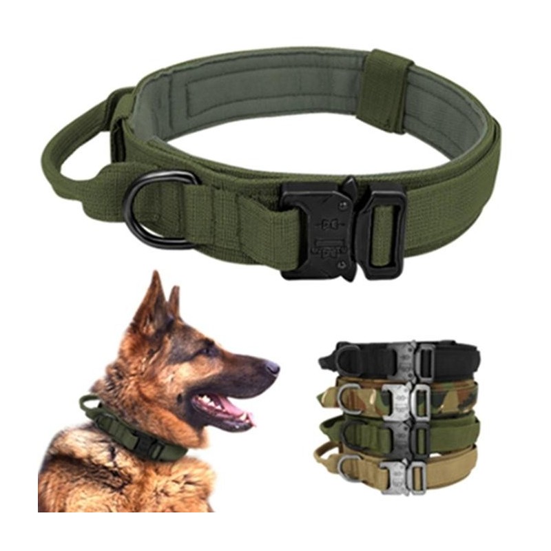 Service-Hundehalsbänder, taktisches Hundehalsband zum Training für mittelgroße und große Hunde, verstellbar M schwarz