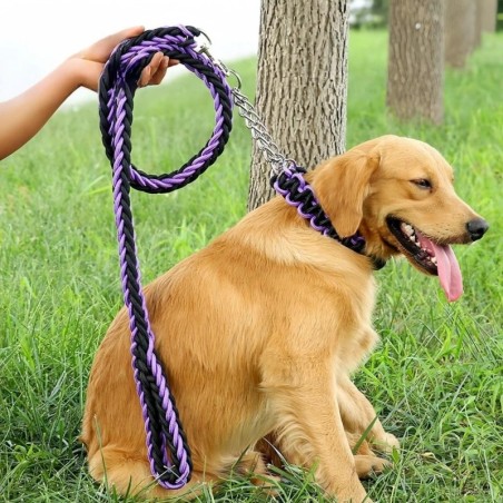 Haustierleinen, große Hundeleinen, langlebiges gestricktes Hundehalsband für Spaziergänge, Laufen, Berge, Heimtierbedarf S bl