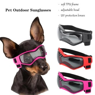 Hundebrille für kleine Rassen, Hundesonnenbrille, UV-Sonnenbrille für Hunde, winddicht, weicher Rahmen, verstellbare Riemen f