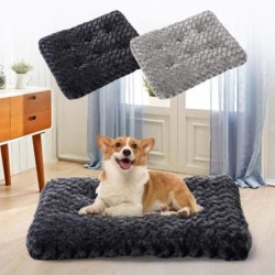 Hundebett, weich, flauschig, abnehmbarer, waschbarer Bezug, rutschfeste Unterseite, wasserdicht, rechteckig, für große Hunde,