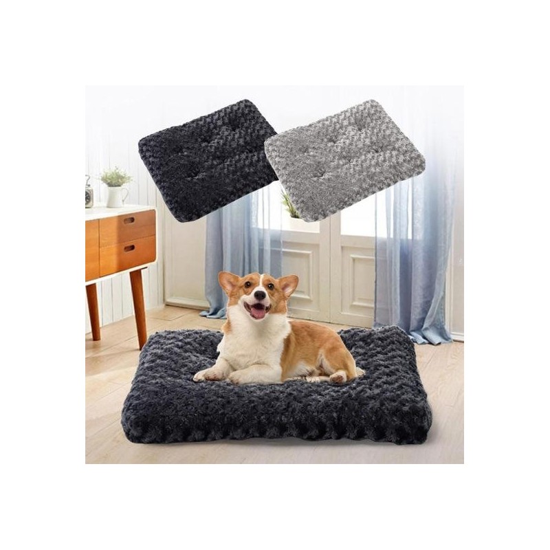 Hundebett, weich, flauschig, abnehmbarer, waschbarer Bezug, rutschfeste Unterseite, wasserdicht, rechteckig, für große Hunde,