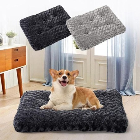 Hundebett, weich, flauschig, abnehmbarer, waschbarer Bezug, rutschfeste Unterseite, wasserdicht, rechteckig, für große Hunde,