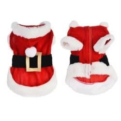 Weihnachtsmann-Weihnachtskostüm, Kleidung für Haustiere, kleine Hunde, Winter-Hunde-Kapuzenmantel, Jacken, Welpen- und Katzen