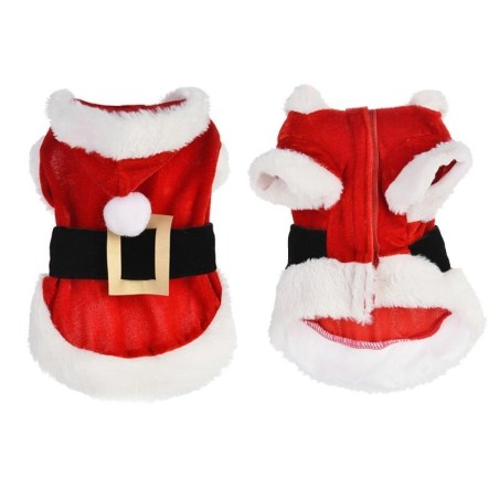 Weihnachtsmann-Weihnachtskostüm, Kleidung für Haustiere, kleine Hunde, Winter-Hunde-Kapuzenmantel, Jacken, Welpen- und Katzen
