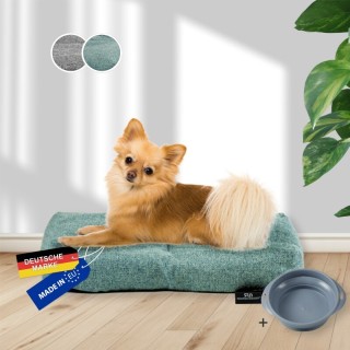 Rohrschneider ® Hundebett mit Anti-Rutsch-Boden, strapazierfähiges Kissen für Hunde und Katzen inkl. Gratis-Wassernapf türkis