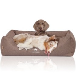 Knuffelwuff Orthopädisches Hundebett Wippo aus Velours mit Handwebcharakter rehbraun XXXL