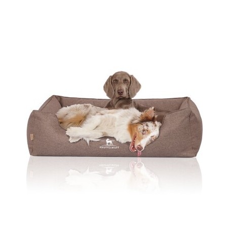 Knuffelwuff Orthopädisches Hundebett Wippo aus Velours mit Handwebcharakter rehbraun XXXL