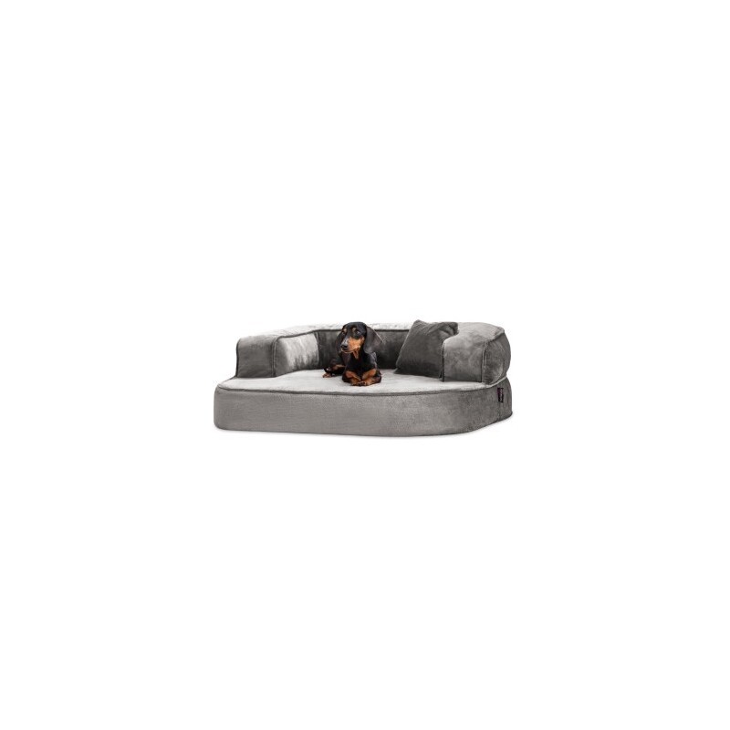 Tierlando ® SHARLEEN VISCO PLUS - Orthopädisches Hundesofa mit kuscheligem Teddystoff grau/ grau 1 m, 40 cm, 80 cm