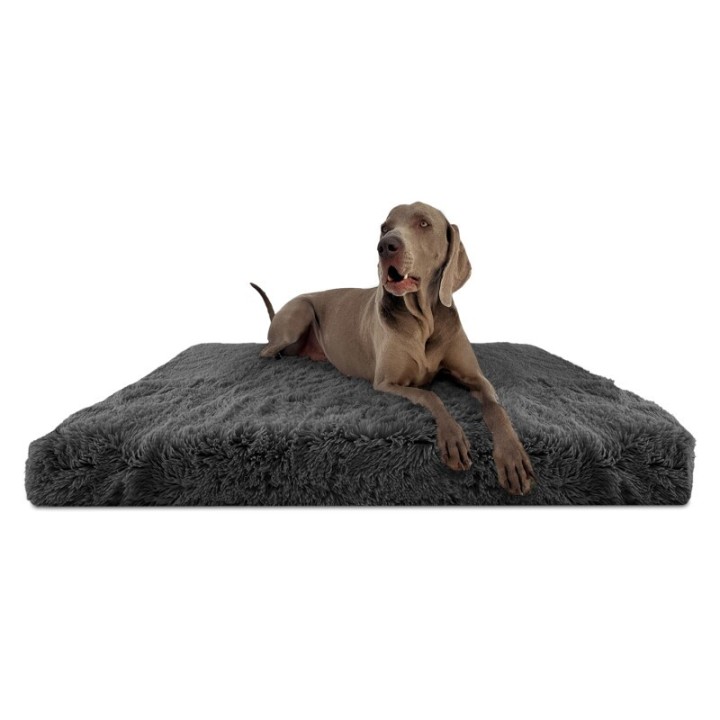 Tierlando ® Orthopädische Hundematratze PITT Shaggy ORTHO PLUS schwarz/ graphit 1 m, 13 cm, 80 cm