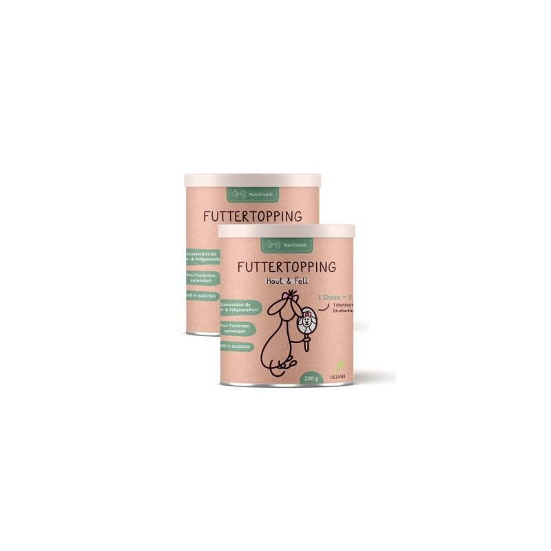 Hunderunde Futtertopping - Haut & Fell - Glänzendes Fell, Gesunde Haut, Natürliche Zutaten, vegan 500 g