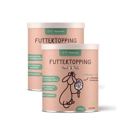 Hunderunde Futtertopping - Haut & Fell - Glänzendes Fell, Gesunde Haut, Natürliche Zutaten, vegan 500 g