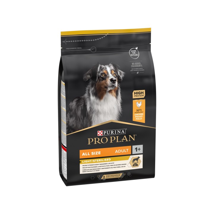 Purina Pro Plan Light/Sterilised All Size Adult Hundefutter - Huhn - 3 kg