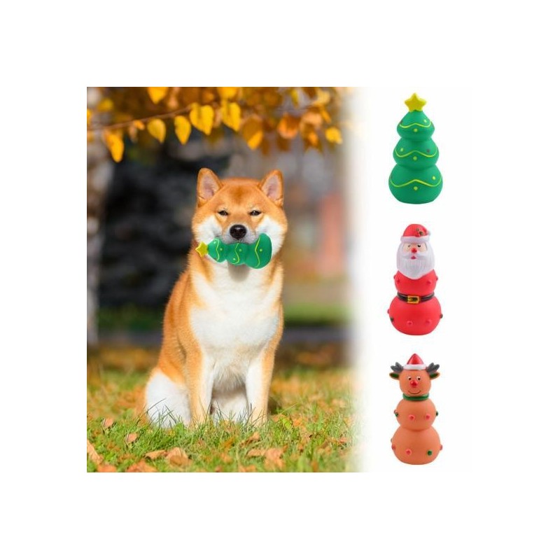 Interaktives Weihnachts-Haustierspielzeug, bissfestes, zahnreinigendes, integriertes Quietscher-Gummispielzeug für Hunde Elk