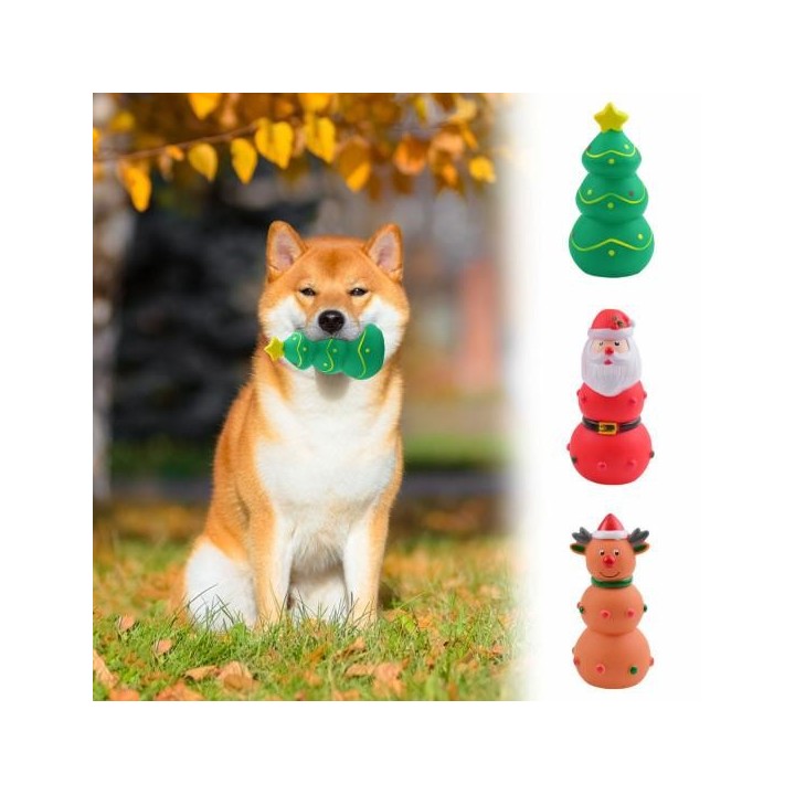 Interaktives Weihnachts-Haustierspielzeug, bissfestes, zahnreinigendes, integriertes Quietscher-Gummispielzeug für Hunde Elk