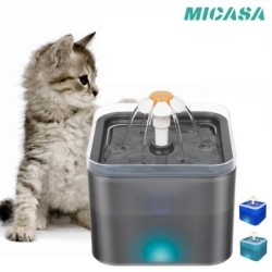 Katzenwasser-Trinkbrunnen, Wasserfall, 3 Strömungsdesigns, 67 oz/2L, Katzen-Trinkbrunnen mit ultra-leiser Pumpe, automatische