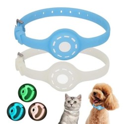 1 Stück für Apple Airtag Katzenhalsband, Katzenhalskette, leuchtender kleiner Hund, Katzenhalsband, Anti-Verlust, fluoreszier
