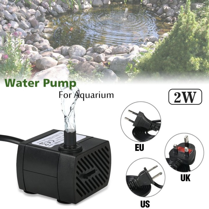 180L/H 2,5W Tauchwasserpumpe für Aquarium-Tischbrunnen, Teichwasser, Gärten und EU Plug schwarz