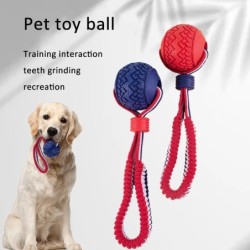 Langlebiges Hundekauspielzeug mit Knoten aus Baumwollseil, Hundespielzeug mit TPR-Bällen für kleine, mittelgroße und große Hu
