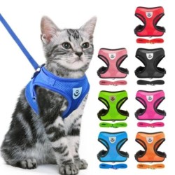 Katzengeschirr Weste Gehleine Leine Für Welpen Hundehalsband Polyester Verstellbares Hundegeschirr Aus Mesh Für Kleine Mittel