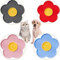 Haustierbedarf Katzenleckunterlage Sonnenblumenform Silikon Hundeleckplatte Niedliche Haustier Langsam Leckmatte rosa