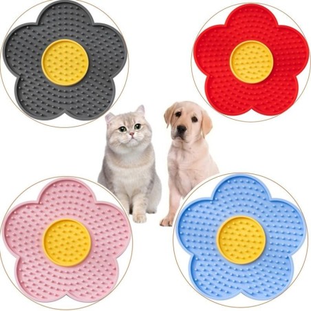 Haustierbedarf Katzenleckunterlage Sonnenblumenform Silikon Hundeleckplatte Niedliche Haustier Langsam Leckmatte rosa