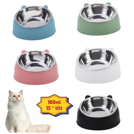 100ML Katzen-Hundenapf 15 Grad erhöht rutschfest Welpen Katzenfutter Trinkwasser Feeder Haustier Schüssel Zubehör schwarz