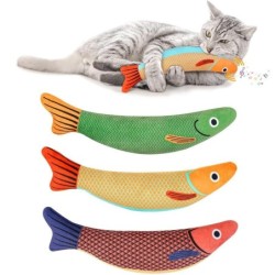 Katzenspielzeug, 3D-Simulation Fisch, Goldfisch, Kätzchenspielzeug, Kissenfisch, interaktiv klingend, Katzenkau- und Bissspie