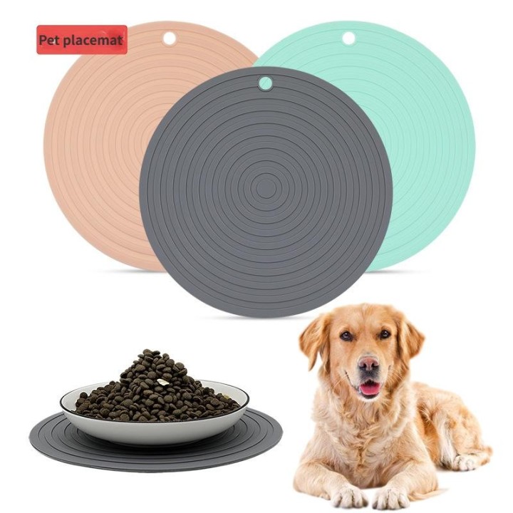 1 Stück Rundes Haustier-Tischset für Hunde und Katzen, Futtermatte, wasserdicht, Futternapf-Pad, verhindert Überlauf von Futt