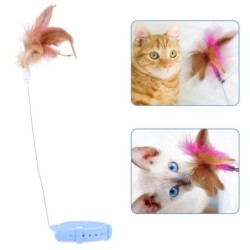 Neues Katzenfeder-Silikonhalsband, Katzenspielzeug, neckendes Selbst-Hey-Katzenstock-Haustierhalsband mit Glockenfeder blau