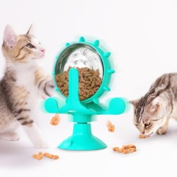 Interaktives Leckerli-Spielzeug für Katzen, kleine Hunde, langsamer Futterspender, Welpen, lustiges drehbares Rad, verbessern