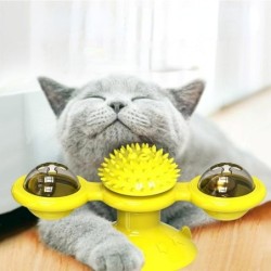 Windmühlen-Katzenspielzeug, interaktives Haustierspielzeug für Katzen, Puzzle-Katzenspielspielzeug mit Whirligig-Drehteller f