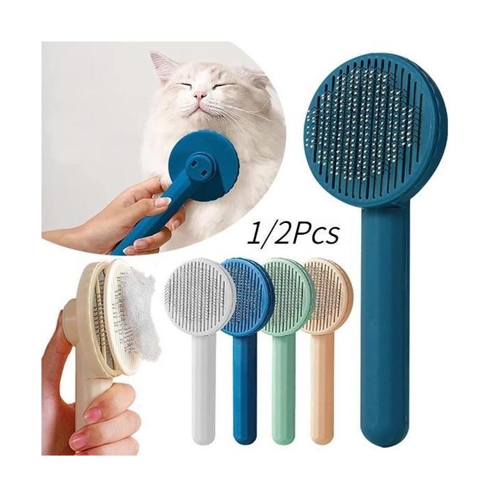 Haustier-Haarentfernungskamm, Katzenbürste, selbstreinigende Zupfbürste für Katzen, Hunde, Haarentferner, Schaber, Haustierpf
