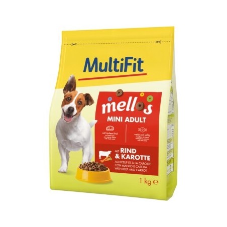 MultiFit Mellos Trockenfutter Hund Adult, Mini, Rind und Karotten 1 kg