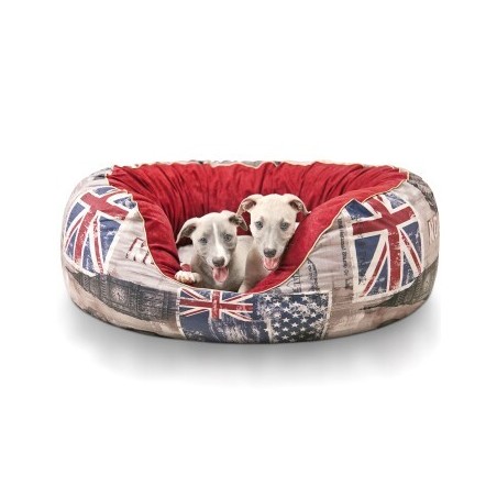 Knuffelwuff Hundebett Alidho aus Velours grau/ rot L
