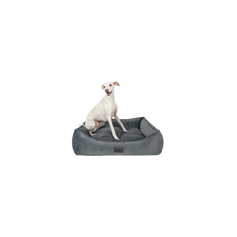 Freudentier orthopädisches Hundebett mit Cord/Velour Wendekissen anthrazit XXL