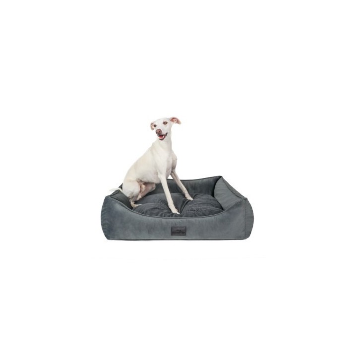 Freudentier orthopädisches Hundebett mit Cord/Velour Wendekissen anthrazit XXL