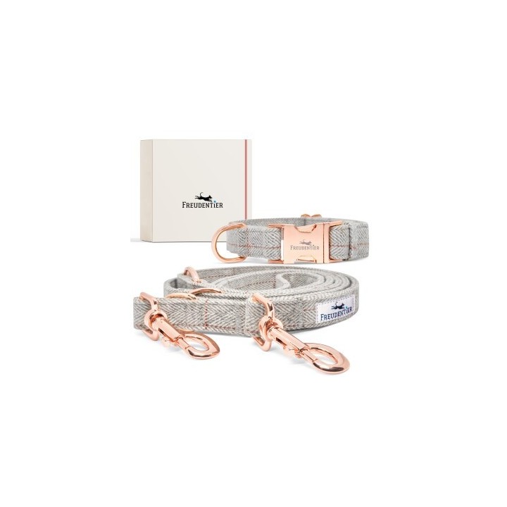 Freudentier Hundehalsband & Hundeleine im Set - 2m Führleine, 3-fach verstellbar - Classic Kollektion S-M