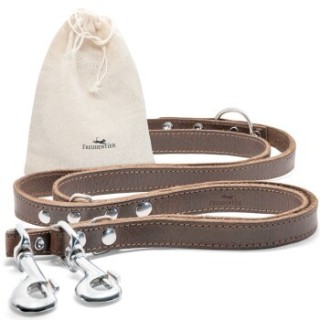 Freudentier Führleine aus Leder dunkelbraun 1,6 cm