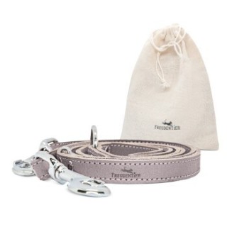 Freudentier Führleine aus Leder braun/ grau 2,5 cm