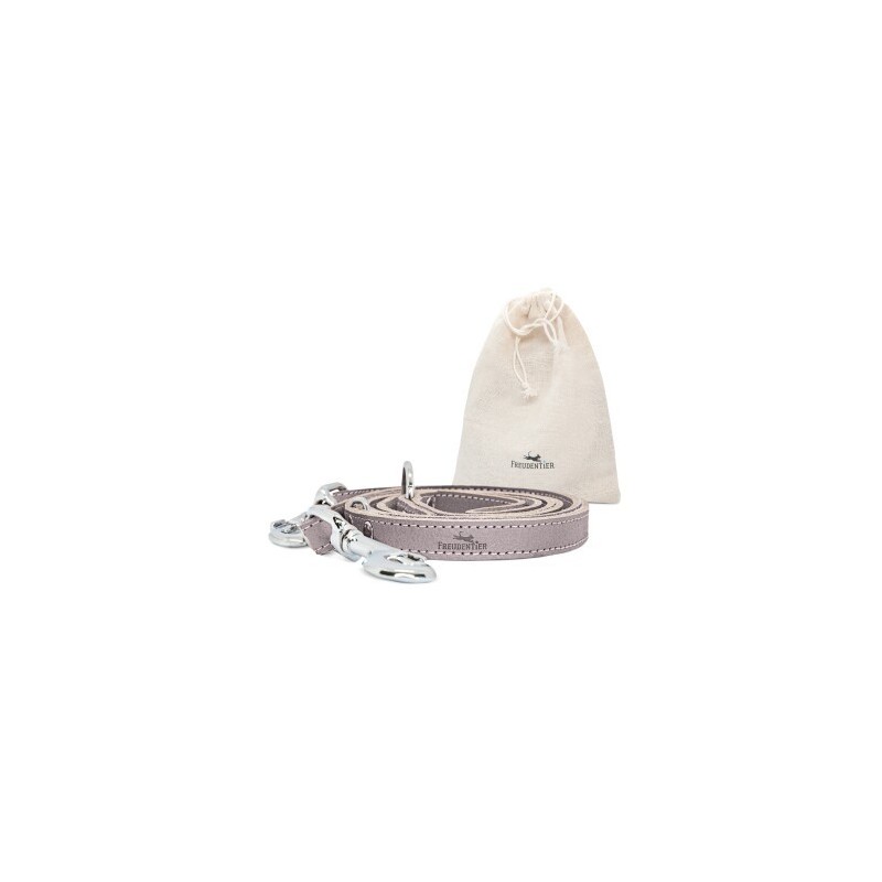 Freudentier Führleine aus Leder braun/ grau 2,5 cm