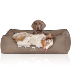 Knuffelwuff Orthopädisches Hundebett Rockland aus Kunstleder stone clay XXL
