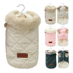 Warme Chihuahua-Hundekatzen-Kleidung, Winter-Pelzkragen, kleine Hunde, Welpenmantel, dicke Baumwolle, Haustierjacke, Outfits,