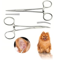 Edelstahl Hund Nase Ohr Haar Pinzette Arterienklemme Zange gerade gebogen mit gezackten Backen Klemm Angeln Zange Straight