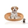 Rohrschneider ® runder Hundekorb aus geflochtener Wasserhyazinthe, Hundesofa für kleine, mittelgroße und große Hunde