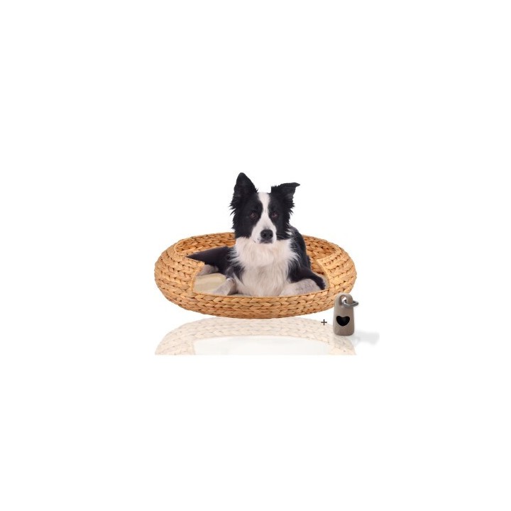 Rohrschneider ® runder Hundekorb aus geflochtener Wasserhyazinthe, Hundesofa für kleine, mittelgroße und große Hunde