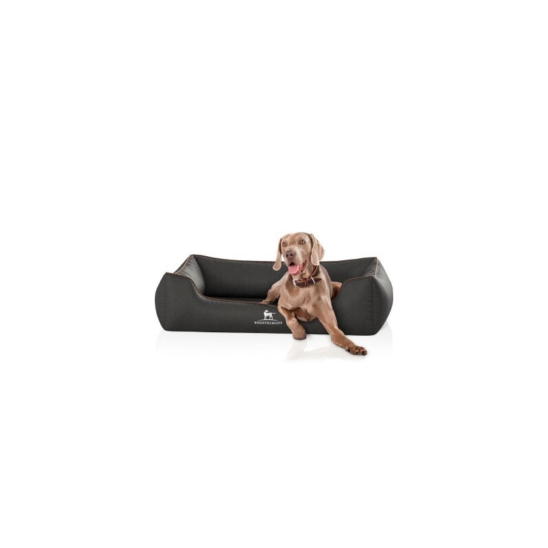 Knuffelwuff Orthopädisches Hundebett Amelie aus Velours mit Handwebcharakter schwarz XXXL